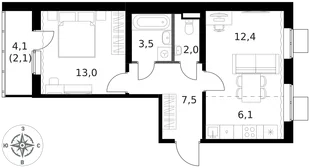 Квартира 2-комн. квартира, 46.6 м² ЖК «1-й Ясеневский» Фото 1 Квартира 2-комн. квартира, 46.6 м² ЖК «1-й Ясеневский» Фото 1