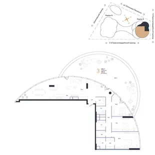 Планировка 3-комн. квартира, 292.7 м² ЖК «АУРУС Резиденции»