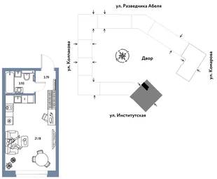 Планировка Студия, 28.9 м² ЖК «Страна.Парковая»