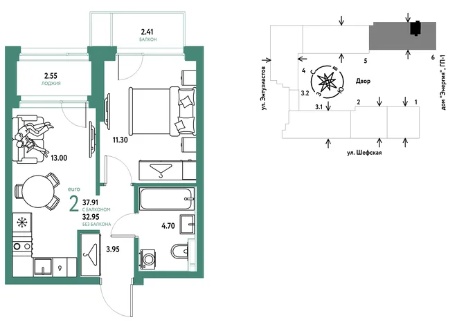 Планировка 2-комн. квартира, 37.9 м² ЖК «Страна.Энтузиастов» Планировка 2-комн. квартира, 37.9 м² ЖК «Страна.Энтузиастов»
