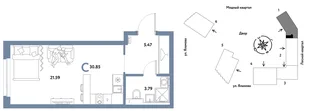 Планировка Студия, 30.85 м² ЖК «Сибирский сад»