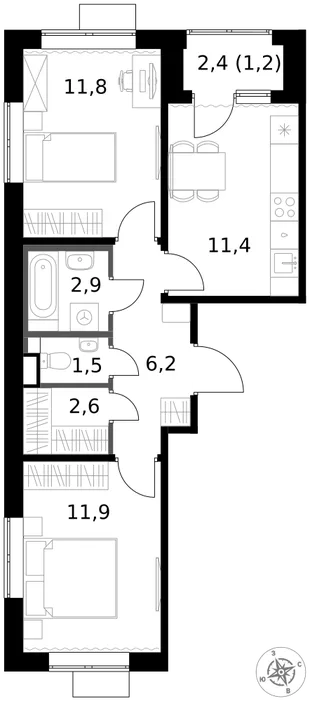 Квартира 2-комн. квартира, 49.5 м² ЖК «1-й Химкинский» Фото 1 Квартира 2-комн. квартира, 49.5 м² ЖК «1-й Химкинский» Фото 1
