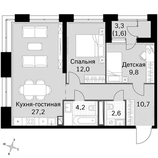 Квартира 2-комн. квартира, 68.1 м² ЖК «Sky Garden» Фото 1 Квартира 2-комн. квартира, 68.1 м² ЖК «Sky Garden» Фото 1