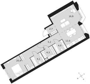 Квартира 2-комн. квартира, 69.5 м² ЖК «Архитектор» Фото 1 Квартира 2-комн. квартира, 69.5 м² ЖК «Архитектор» Фото 1