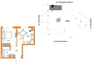 Планировка 1-комн. квартира, 33.36 м² ЖК «Страна.Парковая»