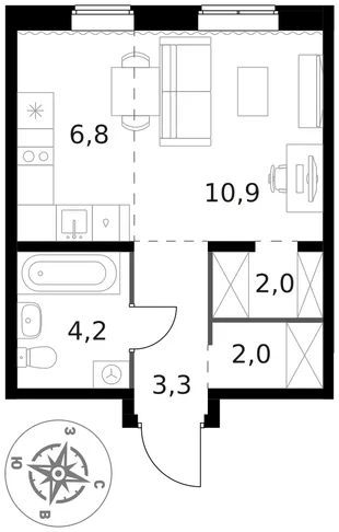 Квартира Студия, 29.2 м² ЖК «1-й Ясеневский» Фото 1 Квартира Студия, 29.2 м² ЖК «1-й Ясеневский» Фото 1