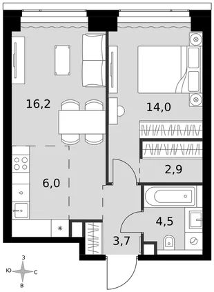 Квартира 2-комн. квартира, 47.3 м² ЖК «Amber Сity» Фото 1 Квартира 2-комн. квартира, 47.3 м² ЖК «Amber Сity» Фото 1