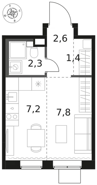 Квартира Студия, 21.3 м² ЖК «1-й Химкинский» Фото 1 Квартира Студия, 21.3 м² ЖК «1-й Химкинский» Фото 1