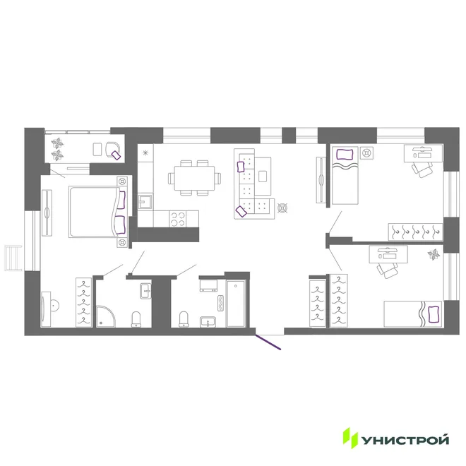 Планировка 3-комн. квартира, 86.7 м² ЖК «Риверсайд» Планировка 3-комн. квартира, 86.7 м² ЖК «Риверсайд»