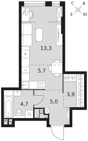 Квартира Студия, 32.6 м² ЖК «Rotterdam» Фото 1 Квартира Студия, 32.6 м² ЖК «Rotterdam» Фото 1