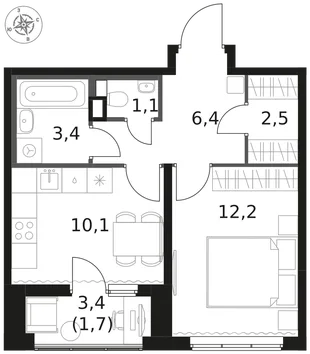 Квартира 1-комн. квартира, 37.4 м² ЖК «1-й Химкинский» Фото 1 Квартира 1-комн. квартира, 37.4 м² ЖК «1-й Химкинский» Фото 1