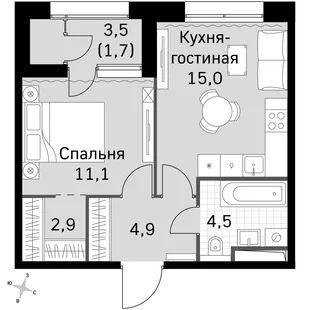 Квартира 1-комн. квартира, 40.1 м² ЖК «Sky Garden» Фото 1 Квартира 1-комн. квартира, 40.1 м² ЖК «Sky Garden» Фото 1