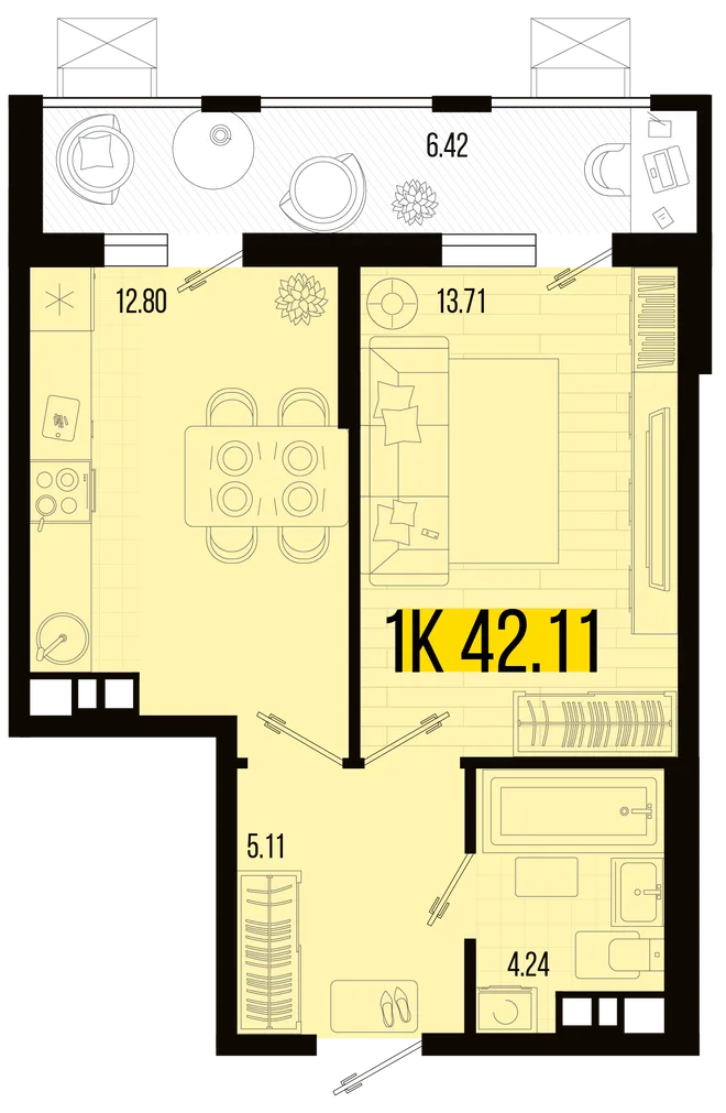 Планировка 1-комн. квартира, 38.9 м² ЖК «Цветной бульвар» Планировка 1-комн. квартира, 38.9 м² ЖК «Цветной бульвар»