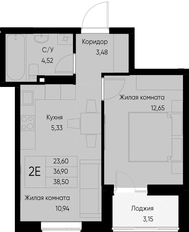 Планировка 2-комн. квартира, 40 м² ЖК «Васильевский остров» Планировка 2-комн. квартира, 40 м² ЖК «Васильевский остров»