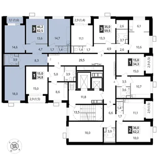 Квартира 3-комн. квартира, 82.5 м² ЖК «Южная Битца» Фото 1 Квартира 3-комн. квартира, 82.5 м² ЖК «Южная Битца» Фото 1