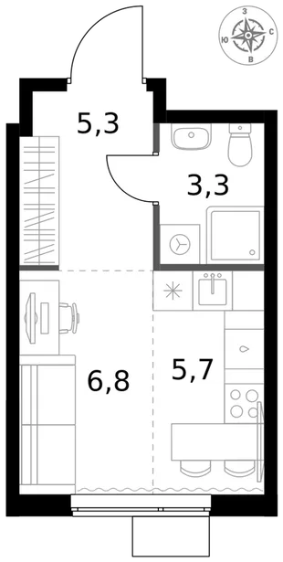 Квартира Студия, 21.1 м² ЖК «1-й Измайловский» Фото 1