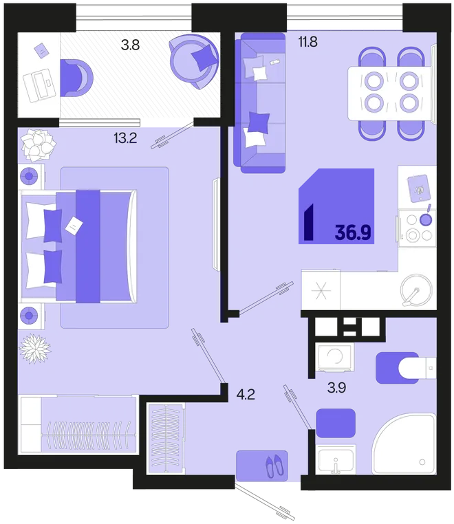 Планировка 1-комн. квартира, 36.9 м² ЖК «Первое место» Планировка 1-комн. квартира, 36.9 м² ЖК «Первое место»