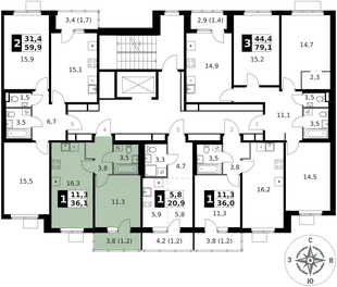 Квартира 1-комн. квартира, 36.1 м² ЖК «1-й Ясеневский» Фото 2