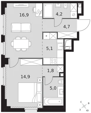 Квартира 2-комн. квартира, 52.6 м² ЖК «Sydney City» Фото 1 Квартира 2-комн. квартира, 52.6 м² ЖК «Sydney City» Фото 1