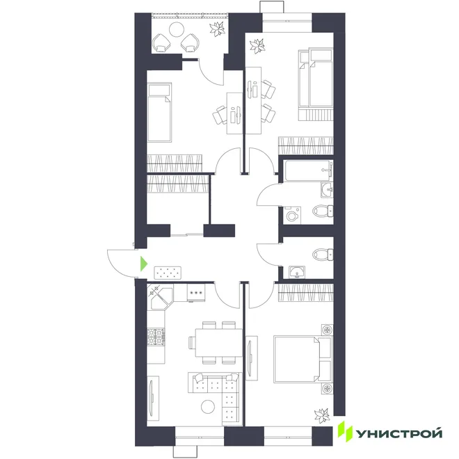 Планировка 3-комн. квартира, 75.84 м² ЖК «Царёво City» Планировка 3-комн. квартира, 75.84 м² ЖК «Царёво City»