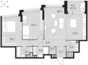 Квартира 3-комн. квартира, 85.5 м² ЖК «Rotterdam» Фото 1 Квартира 3-комн. квартира, 85.5 м² ЖК «Rotterdam» Фото 1