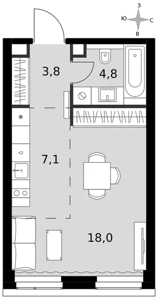 Квартира Студия, 33.6 м² ЖК «Amber Сity» Фото 1 Квартира Студия, 33.6 м² ЖК «Amber Сity» Фото 1