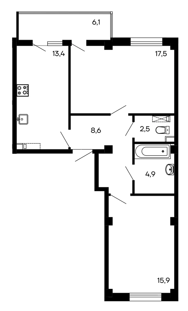 Планировка 2-комн. квартира, 68.9 м² ЖК «Доброгород» Планировка 2-комн. квартира, 68.9 м² ЖК «Доброгород»