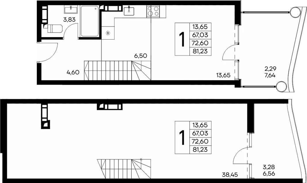 Планировка 9-комн. квартира, 81.23 м² ЖК «Розовое озеро»