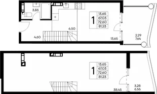 Планировка 9-комн. квартира, 81.23 м² ЖК «Розовое озеро»