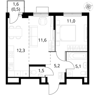 Квартира 2-комн. квартира, 47.2 м² ЖК «1-й Химкинский» Фото 1 Квартира 2-комн. квартира, 47.2 м² ЖК «1-й Химкинский» Фото 1