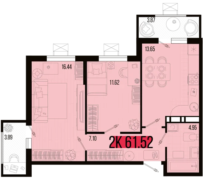 Планировка 2-комн. квартира, 58.2 м² ЖК «Цветной бульвар» Планировка 2-комн. квартира, 58.2 м² ЖК «Цветной бульвар»