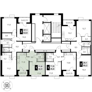 Квартира 1-комн. квартира, 32.9 м² ЖК «1-й Шереметьевский» Фото 2 Квартира 1-комн. квартира, 32.9 м² ЖК «1-й Шереметьевский» Фото 2