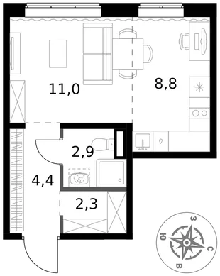 Квартира Студия, 29.4 м² ЖК «1-й Ясеневский» Фото 1 Квартира Студия, 29.4 м² ЖК «1-й Ясеневский» Фото 1