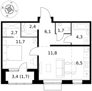 Квартира 2-комн. квартира, 48.9 м² ЖК «1-й Ясеневский» Фото 1 Квартира 2-комн. квартира, 48.9 м² ЖК «1-й Ясеневский» Фото 1