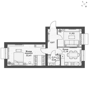 Квартира 2-комн. квартира, 55.2 м² ЖК «ФоРест» Фото 1 Квартира 2-комн. квартира, 55.2 м² ЖК «ФоРест» Фото 1