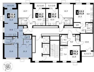 Квартира 3-комн. квартира, 62 м² ЖК «1-й Южный» Фото 2 Квартира 3-комн. квартира, 62 м² ЖК «1-й Южный» Фото 2