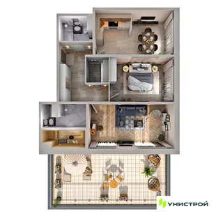Планировка 2-комн. квартира, 99.4 м² ЖК «Upoint»