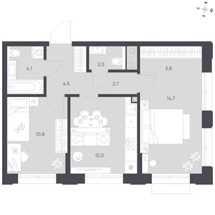 Квартира 2-комн. квартира, 54.6 м² ЖК «Флабеллум» Фото 1 Квартира 2-комн. квартира, 54.6 м² ЖК «Флабеллум» Фото 1