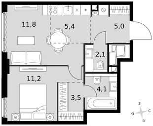 Квартира 2-комн. квартира, 43.1 м² ЖК «Sydney City» Фото 1 Квартира 2-комн. квартира, 43.1 м² ЖК «Sydney City» Фото 1