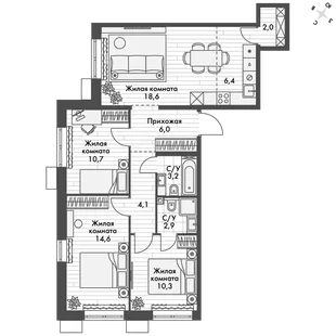 Квартира 4-комн. квартира, 78.8 м² ЖК «Флагман» Фото 1 Квартира 4-комн. квартира, 78.8 м² ЖК «Флагман» Фото 1