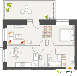 Планировка 2-комн. квартира, 57.93 м² ЖК «Атмосфера»