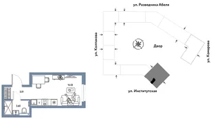 Планировка Студия, 21.14 м² ЖК «Страна.Парковая»