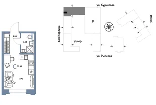 Планировка Студия, 20.93 м² ЖК «Остров-сад»