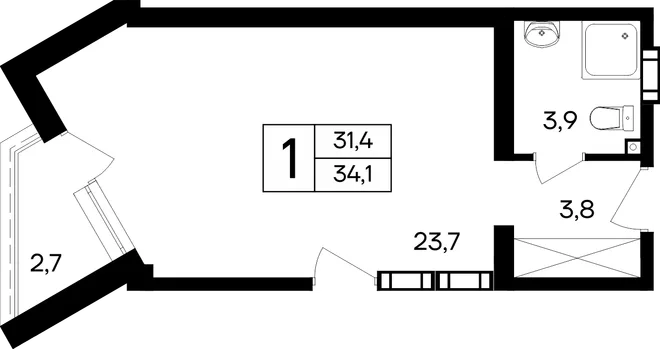 Планировка 1-комн. квартира, 34.1 м² Апарт-отель «Cosmos Smart Евпатория» Планировка 1-комн. квартира, 34.1 м² Апарт-отель «Cosmos Smart Евпатория»