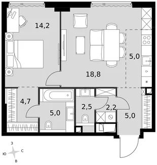 Квартира 2-комн. квартира, 57.4 м² ЖК «Sydney City» Фото 1