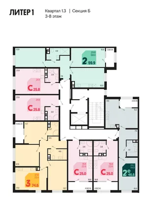 Квартира Студия, 25.8 м² ЖК «Первое место» Фото 1 Квартира Студия, 25.8 м² ЖК «Первое место» Фото 1
