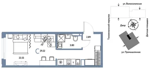 Планировка Студия, 29.22 м² ЖК «Страна Прибрежная»