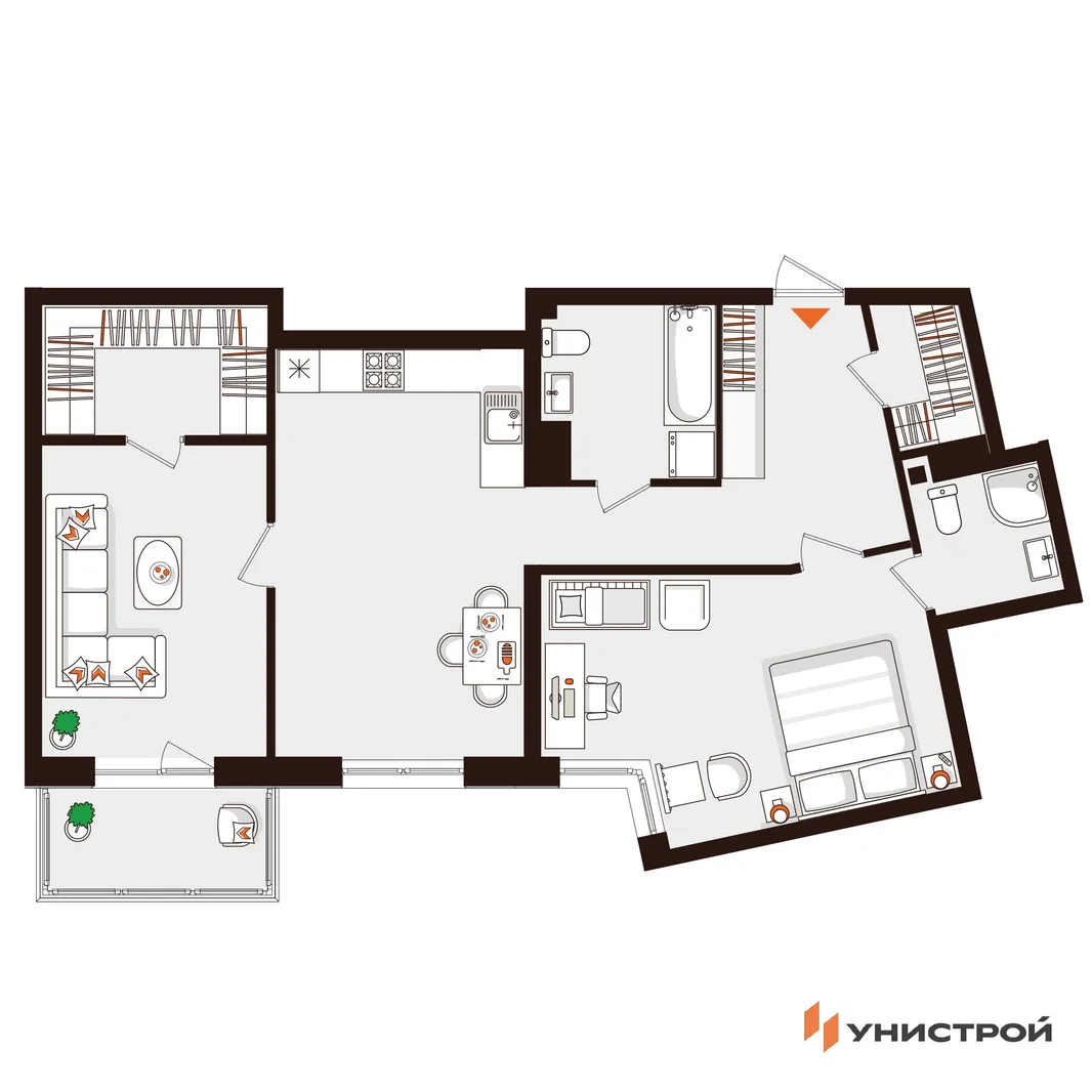 Планировка 2-комн. квартира, 78.22 м² ЖК «Лисино»