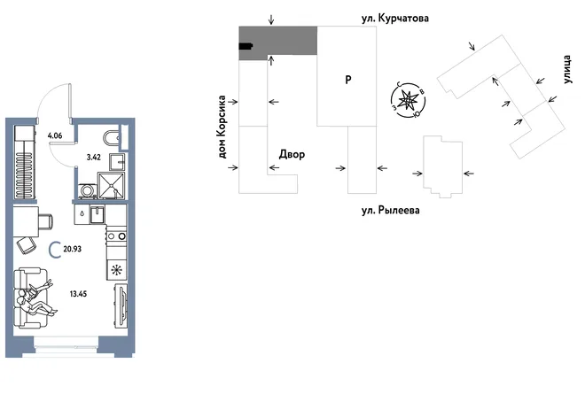 Планировка Студия, 20.93 м² ЖК «Остров-сад» Планировка Студия, 20.93 м² ЖК «Остров-сад»