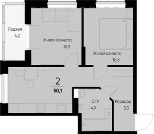 Планировка 2-комн. квартира, 50 м² ЖК «Васильевский остров»